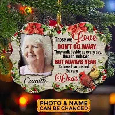 Personalized Those We Love Don't Go Away Cardinal Memorial Benelux Shaped Medallion Christmas Ornament Keepsake