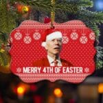 Funny Biden Merry 4th Of Easter Ugly Christmas Benelux Shaped Medallion Christmas Ornament Keepsake