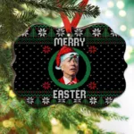 Merry Easter Funny Biden Ugly Christmas Benelux Shaped Medallion Christmas Ornament Keepsake