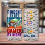 Student By Day Gamer By Night Meme For Gamers Water Tracker Bottle