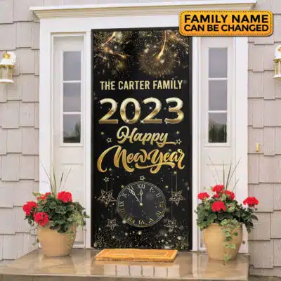 Personalized Family New Year's Eve Party Supplies 2023 - Happy New Year Door Cover New Year's Eve Banner Decorations