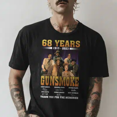 Alternative view of 68 Years Gunsmoke Thank You For The Memories Anniversary 1955 2023 Movie T-Shirt