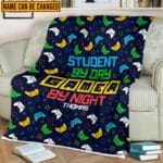 Personalized Name Student By Day Gamer By Night Throw Blanket - Custom Gaming Blanket