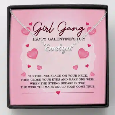 Happy Galentine's Day Custom Name Valentine Love Necklace - Girl Gang Love Knot Necklace