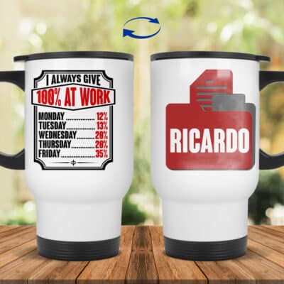 14 oz. White Travel Mug