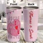 Personalized Name I LOVE YOU Valentines Day Alphabet Teacher Student School Insulated Tumbler Cup - Custom Couple LOVE Tumbler