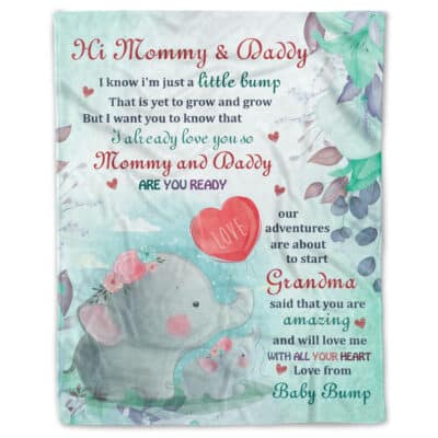 Personalized Gifts for Mom Dad to Be Hi Mommy and Daddy I Know I'm Just A Little Bump Blanket - Gift for New First Dad to be from Baby Bump Blanket