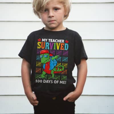 Alternative view of Funny My Teacher Survived 100 Days Of Me 100th Day Of School Dinosaur T-Shirt