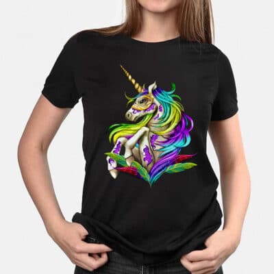 Alternative view of Happy Mardi Gras Unicorn Girls T-Shirt - Mardi Gras Gifts Tee