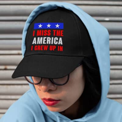 Alternative view of I Miss The America Hat I Grew Up In US Patriotic Twill Cap - Grew Up In America Snapback Hat