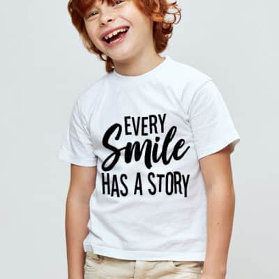 Every Smile Has A Story Kids T-Shirt - Awareness Motivational Quote Youth Shirt