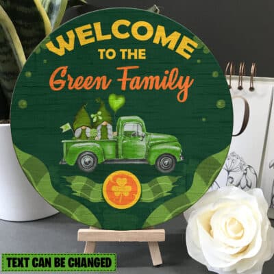 Alternative view of Personalized Family Name Welcome Happy St Patrick Day Door Sign - Irish Lucky Shamrocks Garden Door Sign - House Sign