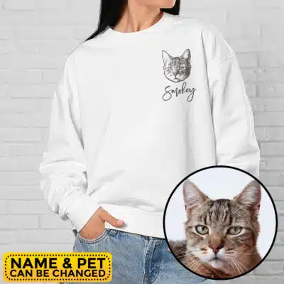 Custom Portrait Pet Sweater Custom Pet Photo & Name Dog Sweatshirt - Personalized Dog Cat Pet Shirt Gifts