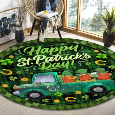 Alternative view of Happy St Patricks Day Gnomes Green Shamrock Leaf Car Truck Irish Mat Home Decor Rug - Irish Lucky Shamrocks Floor Mat