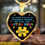 Personalized Name Autism Mom Necklace - God Found Some of The Strongest Women and Made Them Autism Mom Silver Necklace