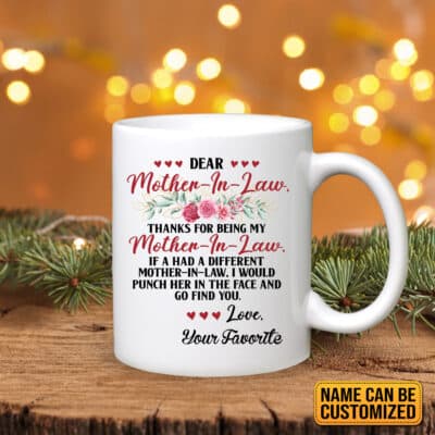 Dear Mother in Law Personalized Coffee Mug Cups Accent Mug - Mother in Law Gifts from Daughter in Law