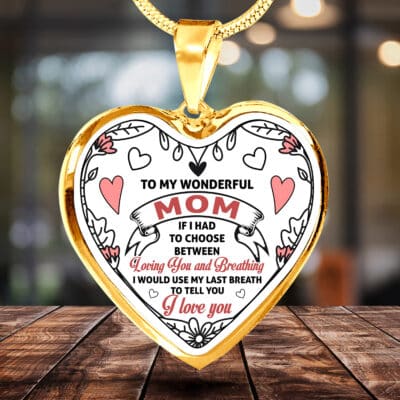 To My Wonderful Mom Love Heart Necklace Pendant Mom Gifts Mothers Day Gift