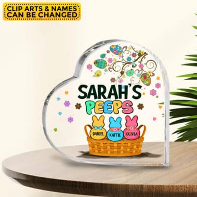 Personalized My Favourite Peeps Mimi Easter Day Acrylic Heart Shape, Grandma Easter Day Acrylic