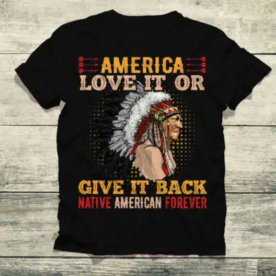 Alternative view of America Love It and Give It Back Native American Forever T-Shirt Hoodie
