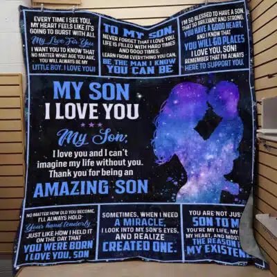 To My Son Blanket Gifts for Son from Mom - Throw Blankets Son Gifts from Dad for Son Birthday Fleece Blanket Couch Sofa