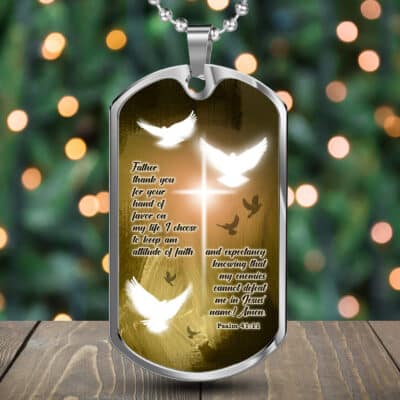 Alternative view of To Father Thank You for Your Hand of Favor On My Life Dog Tag - Father's Day Gift Necklace - Father Thank You Tag