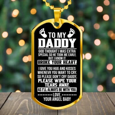 To My Daddy Dog Tag Necklace - A Son's Gift to His Father #1 Dad Daddy Papa Father's Day Birthday Jewelry Gift