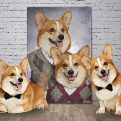 The Step Brothers - Custom Pet Drawing Canvas Poster - Personalized Pet Portrait Decor Wall Art