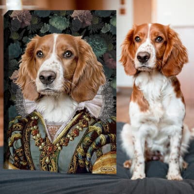 The Sapphire Queen - Custom Pet Drawing Canvas Poster - Personalized Pet Portrait Decor Wall Art