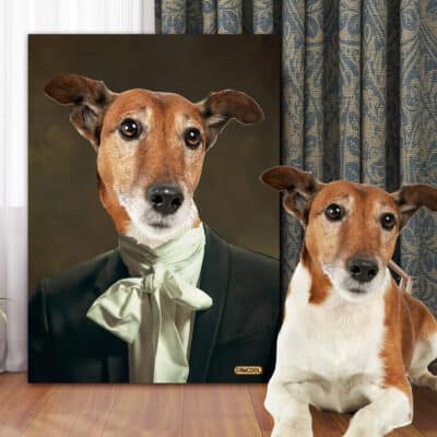 Alternative view of The Aristocrat - Custom Pet Drawing Canvas Poster - Personalized Pet Portrait Decor Wall Art