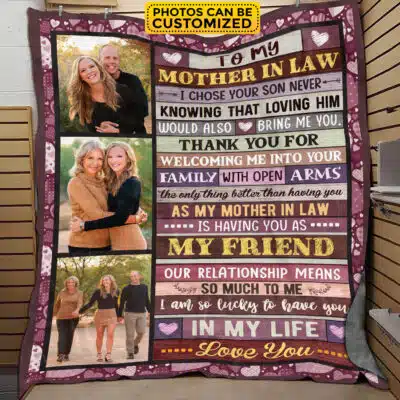 Personalized Photo Mother in Law Gifts from Daughter in Law Throw Blanket  - Mothers Day Birthday Gifts for Mother in Law