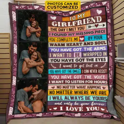 Personalized Photo To My Girlfriend Blanket - Girlfriend Gifts I Love You Blessing Sweet Sayings Quote Throw Blankets
