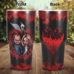Love Kills Chucky and Tiffany Child's Play Insulated Tumbler Cup with Lid  - Horror Character Movies Travel Coffee Mugs Cup