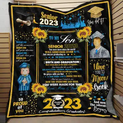 Alternative view of To My Son Senior 2023 You Were Born When The World Was Grieving Graduation 2023 Throw Blanket From Mom Dad