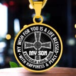 My Wish For You Is A Life Blessed With Happiness & Peace Silver and Gold Cirlce Pendant Necklace for My Son