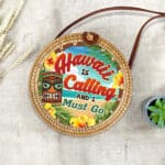 Hawaii Is Calling and I Must Go Rattan Bag For Women - Boho Summer Bag - Woven Shoulder Bag
