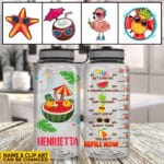Beach Fun Personalized Name Summer Cute Funny Art Water Tracker Bottle - Custom Summer Water Bottle