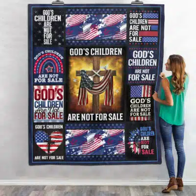 God's Children Are Not For Sale Cross Christian US Flag Throw Blanket - Fleece Blanket