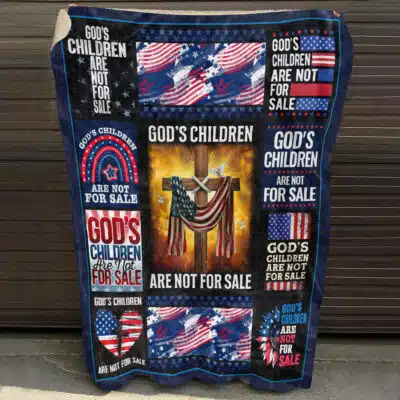 Alternative view of God's Children Are Not For Sale Cross Christian US Flag Throw Blanket - Fleece Blanket