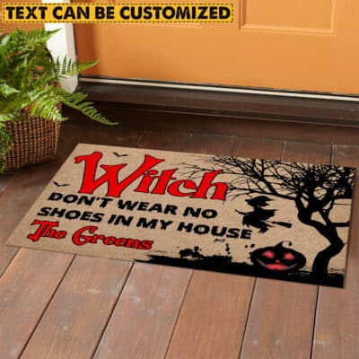 Alternative view of Personalized Witch Don't Wear No Shoes In My House House Doormat - Outdoor Indoor Doormat