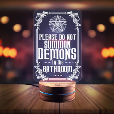 Please Do Not Summon Demons In The Bathroom 2D Night Light - Funny Halloween Night Light Home Decor