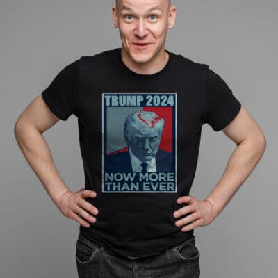 Alternative view of Trump 2024 Now More Than Ever T-Shirt - Donald Trump Mug Shot Never Surrender Shirt