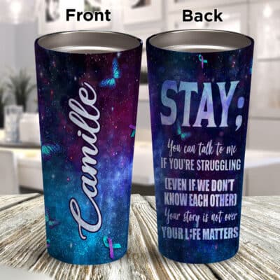 Alternative view of Personalized You Can Talk To Me If You're Struggling Suicide Prevention Awareness Insulated Tumbler Cup With Lid