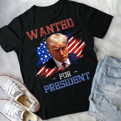 Alternative view of Wanted For President 2024 Trump Mug Shot T-Shirt - Donald Trump Mug Shot Never Surrender Shirt