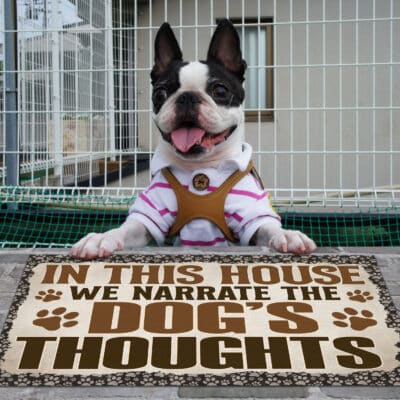Alternative view of In This House We Narrate the Dog's Thoughts Love Dog House Doormat - Outdoor Doormat