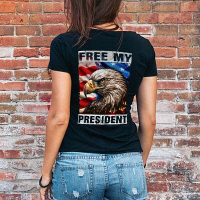 Alternative view of Free My President Pint On Back T-Shirt - President Vote 2024 Shirt