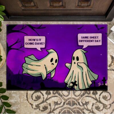 Same Sheet Different Day Funny Boo Ghost Halloween House Doormat - Outdoor Doormat