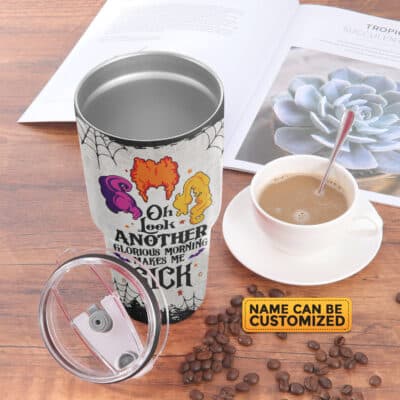 Alternative view of Custom Name Oh Look Another Glorious Morning Makes Me Sick Funny Halloween Insulated Tumbler Cup With Lid and Straw