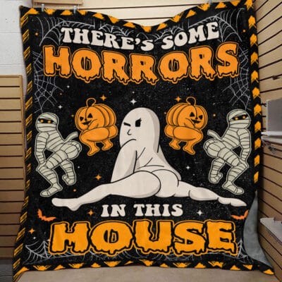 There's Some Horror In This House Funny Halloween Fleece Blanket - Sherpa Blanket - Halloween Blanket Gifts