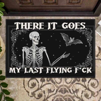 There It Goes My Last Flying Fuck Funny Halloween House Doormat - Outdoor Indoor Doormat