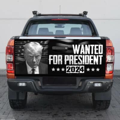 Wanted for President Trump 2024 Tailgate Decal Sticker Wrap - Vinyl Graphic Decal Bumper Truck Sticker